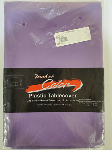 PURPLE Round Plastic Table Cover by Touch Of Color