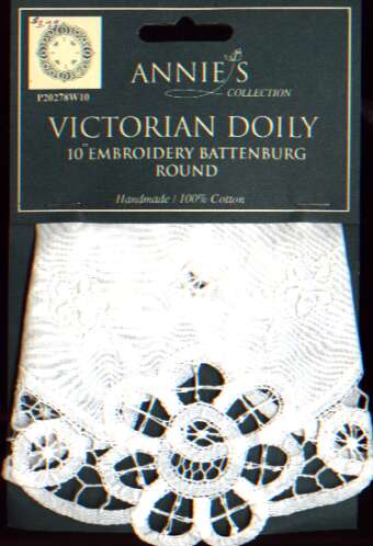 Annies collection Victorian Doily 10 inch embroidery Batternburg round, 100% cotton