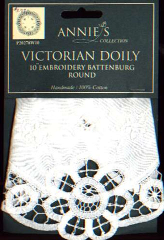 Annies collection Victorian Doily 10 inch embroidery Batternburg round, 100% cotton