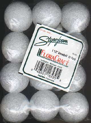 Floracraft styrofoam 1 1/2 inch snowball 12 pack