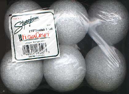 Floracraft styrofoam 2 1.2 inch snowball 6 pack