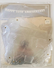 Large Silver Happy 25th Anniversary Banner