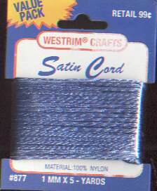 Westrim crafts ROYAL Satin cord style 877 5 yds, 100% nylon, 1 mm