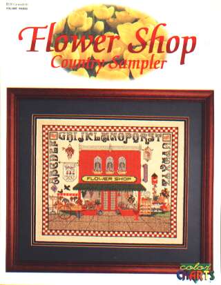 Flower shop country cross stitch sampler, 40602