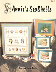Annie's Seashells, 4 designs by Annie Morgan (cone shell, carrier shell, shell grouping, sea shell sampler, 24 count Congress cloth by Sweigart. Stitched using 3 strangs of floss 198