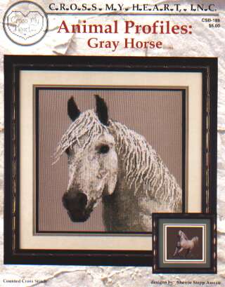 Animal Profiles Gray Horse counted cross stitch, csb-188