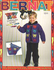 Teddy bear cardigan and hat, instructions included knitting book 1311