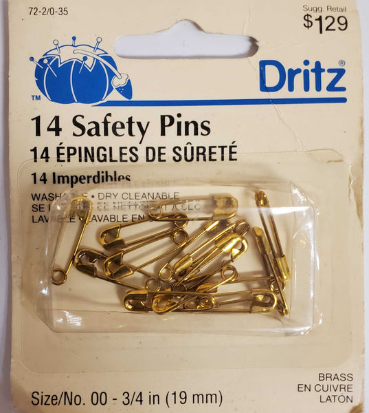 Dritz 14 Safety Pins - Brass