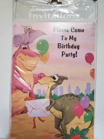 Designer Greetings Dinosaur Birthday Party Invitations - 8 count