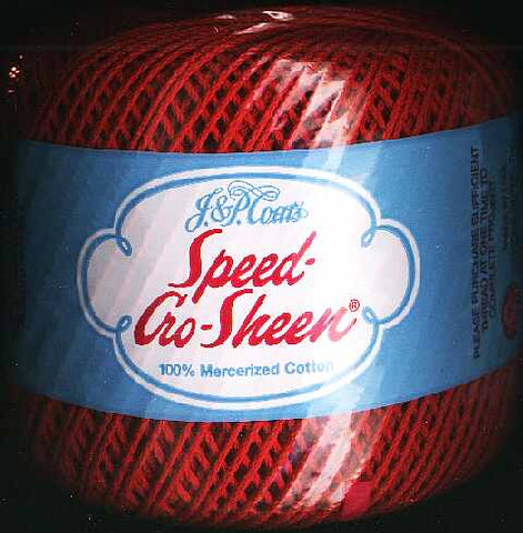 JP Coats speed cro-sheen color 126 spanish red 100 yds size 3