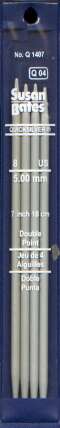 Quicksilver Susan Bates 7 inch double Point Needles size 8, set of 5 heat-treated aluminum alloy shaft coated with a grey powder finish
