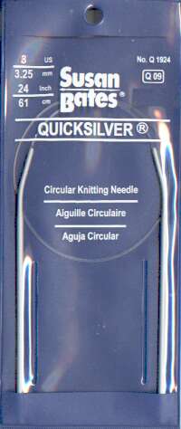 Quicksilver Susan Bates 24 inch, size 3 circular knitting needle Q09
