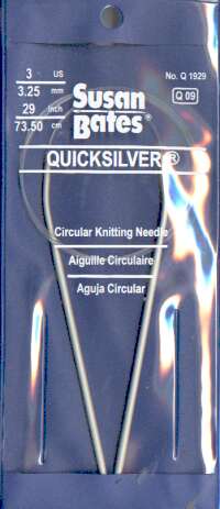 Quicksilver Susan Bates 29 inch, size 3 circular knitting needle Q09