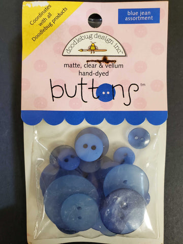Doodlebug Design Buttons - Blue Jean Assortment