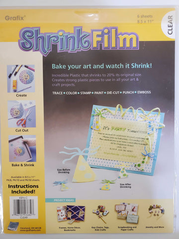 Shrink Film 8-1/2X11 Sheets 6/Pkg Clear