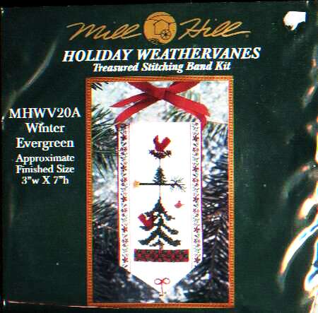 Holiday weathervanes treasured stitching band kit, Winter evergreen, 3 inchx7 inch