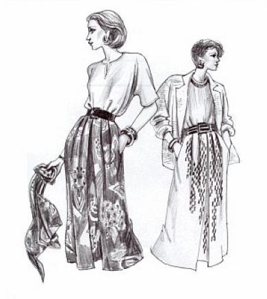 Pleated Skirt and Dolman Top sewing pattern #1235