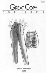 Single-pleat pant sewing pattern #635