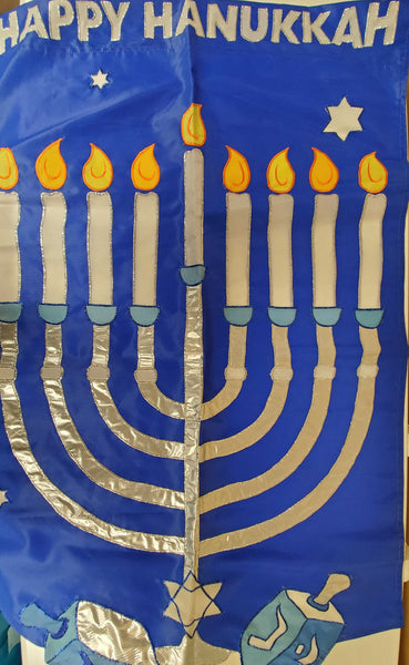 Happy Hanukkah Nylon Applique Flag