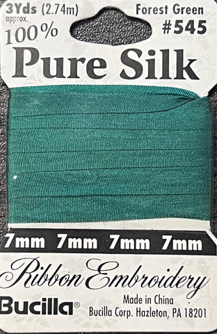 Pure Silk Ribbon Embroidery Forest Green (3yd)