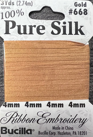 Pure Silk Ribbon Embroidery Gold (3yd)