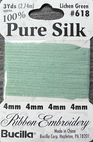 Pure Silk Ribbon Embroidery Lichen Green (3yd)