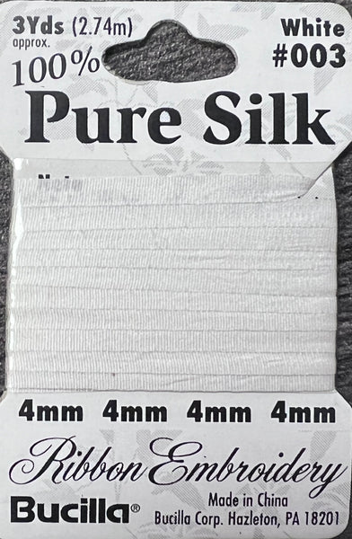 Pure Silk Ribbon Embroidery White (3yd)