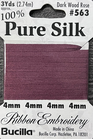 Pure Silk Ribbon Embroidery Dark Wood Rose (3yd)