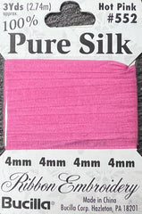 Pure Silk Ribbon Embroidery Hot Pink (3yd)