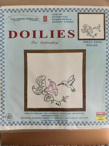 Jack Dempsey needle art Doilies for Embroidery Hummingbird & Morning Glories #293
