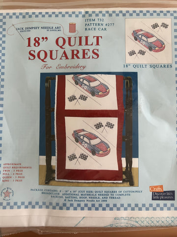 Jack Dempsey needle art 18" Quilt Squares Race Car #277