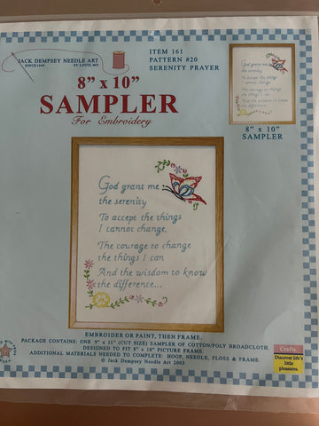 Jack Dempsey needle art Sampler, Serenity Prayer #20