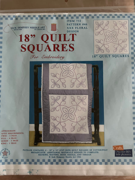 Jack Dempsey needle art 18" Quilt Squares XXX Floral Design #46