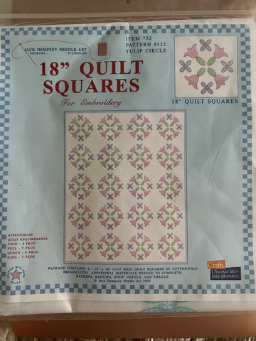 Jack Dempsey needle art 18" Quilt Squares Tulip Circle #322
