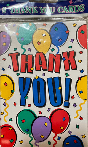 Amscan Confetti Balloon Thank You Cards - 8 Pack