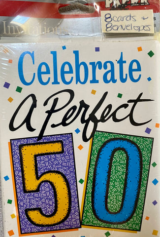 Paper Art Celebrate A Perfect 50 Birthday Invitations - 8 Pack
