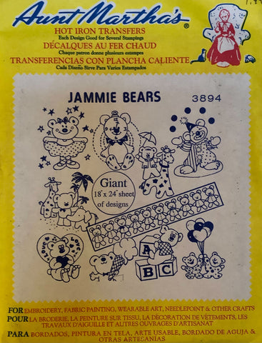 Aunt Martha's Jammie Bears Hot Iron Transfer