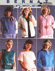 Full figure fashions pullover, cardigan 6 designs to knit crochet 554