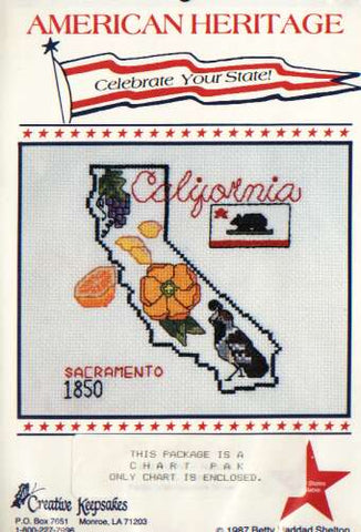 American Heritage celebrate your state CALIFORNIA cross stitch chart