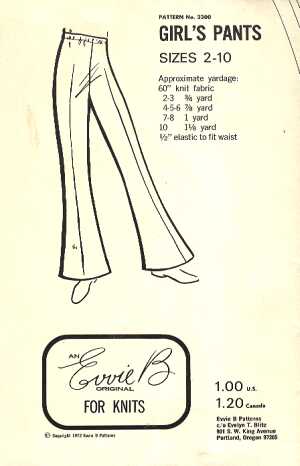 Girls pants, 2300 VINTAGE PATTERN 1972
