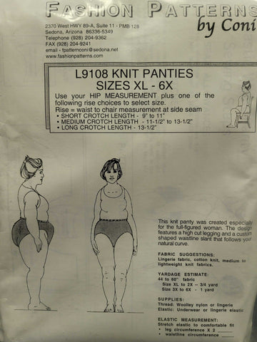 Knit Panties sewing pattern Sizes XL-6X