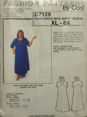 Yoke Dress with short sleeve pattern Size XL-6X