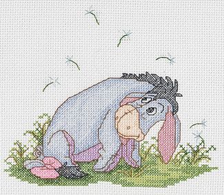 Watercolor Eeyore Counted Cross Stitch Kit 7x6 14 Count