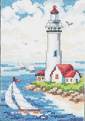 Lighthouse Stamped Cross Stitch Kit 6x8-12