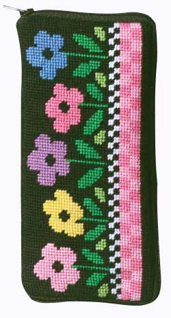 Flowers In A Row Needlepoint Kit 3-12x7 Cotton Floss