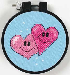 A Pair of Hearts Stamped Cross Stitch kit