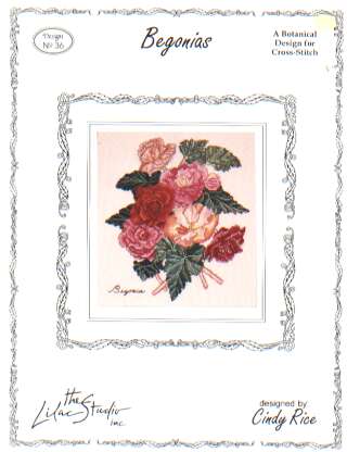 Begonias a botanical design for cross stitch chart leaflet 36