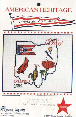 American Heritage celebrate your state OHIO cross stitch chart