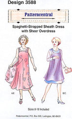 Spaghetti-strapped sheath Dress with Sheer Overdress Size 8-18