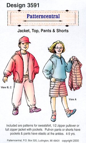 Jacket  Top  Pants & Shorts sewing pattern Size 4-9yrs
